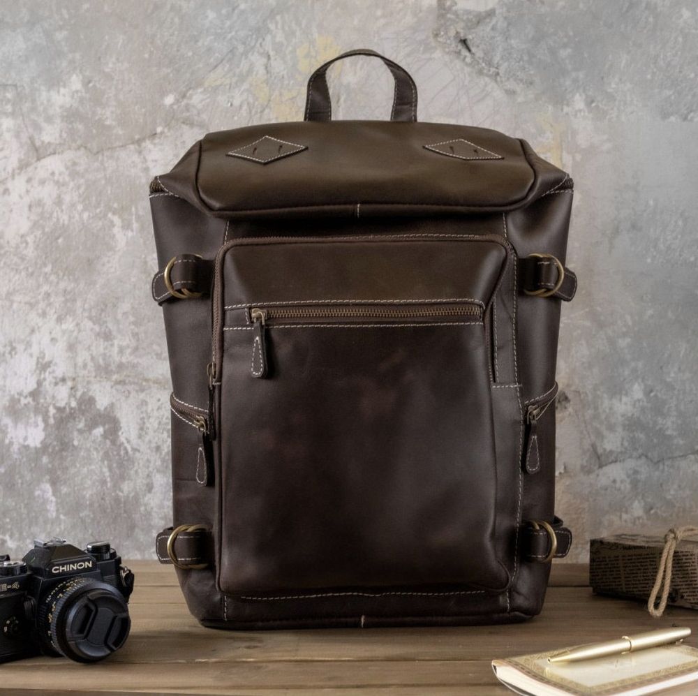 ciemnobrazowy plecak vintage skorzany na laptopa 156 belveder bl075